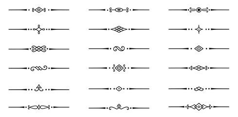 Wall Mural - text dividers doodle set. wedding decorative elements. divider ornament, borders, lines. hand drawn 