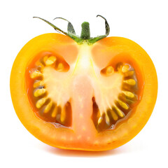 Wall Mural - Half of a yellow tomato isolated on a white background