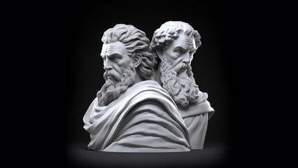 Wall Mural - create ancient white statue that looks like a combination of socrates and plato 