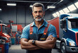© Perecciv - Portrait of car and truck repair shop owner looking at camera, auto repair shop,