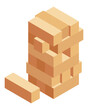 © the8monkey - Board game, flat isometric view. Isolated colored icon of jenga. Cartoon family table game for adults and kids for leisure and recreation. Vector illustration