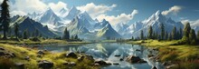Fantastic Landscape, Unknown Place, Space Rocks In The Snow. Created With Ai