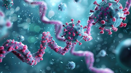 Poster - virus cells attacking a dna strand