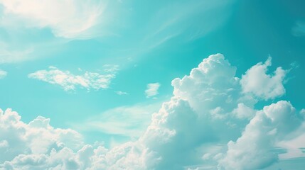 Sticker - Summer blue sky cloud gradient light white background. Beauty clear cloudy in sunshine calm bright winter air bacground. Gloomy vivid cyan landscape in environment day horizon skyline view