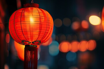 Wall Mural - Chinese red lantern in the night of Chinese New Year of happiness