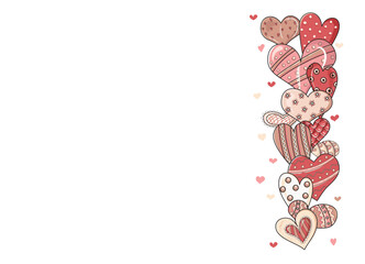 Wall Mural - frame is made up of hearts. The frame is decorated on one side. Valentine's Day. Design for wedding invitations and Valentine's Day Symbol of love. All objects are separated. Hand-drawn. 