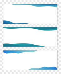 Poster - Banners. Background with blue abstract multilayered wavy pattern. Paper art style. Template design for posters, banners, flyers, booklets