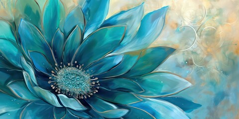 Sticker - Flower of  shades of blue and teal.