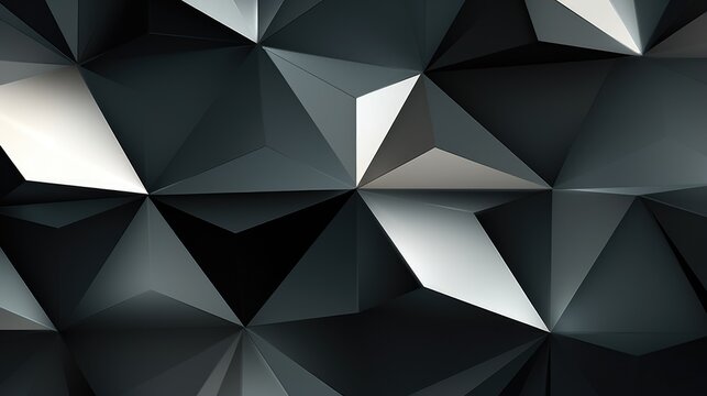 Shadowed Polygons on Dark Background. Multifaceted polygons casting shadows, creating a 3D effect on a dark surface.