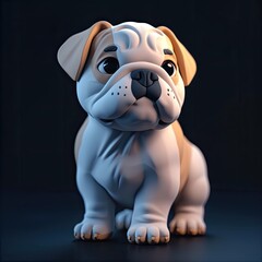 Wall Mural - Bulldog, 3d, clay, black background