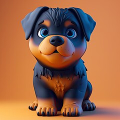 Wall Mural - Cute Rottweiler, blue eyes, front view