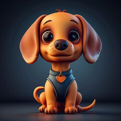 Wall Mural - Dachshund, 3d, clay, black background