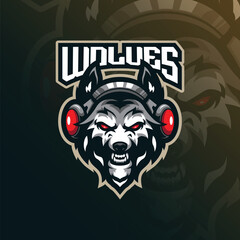 Wall Mural - Wolves mascot logo design vector with modern illustration concept style for badge, emblem and t shirt printing. Wolves head gamer illustration for sport an esport team.