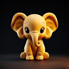 Wall Mural - Cute Elephant, 3d, front view