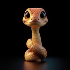 Wall Mural - Snake, 3d, clay, black background