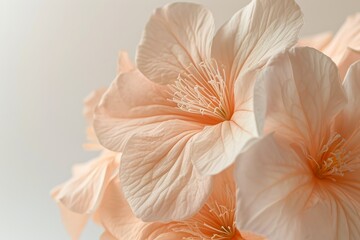Wall Mural - Light pink flowers on a white background