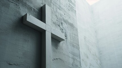 Cross on the wall, Good Friday holiday, minimalist, copyspace.