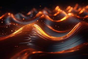 Poster - Abstract digital wave particles on dark background.