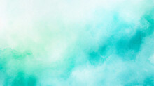 Abstract Emerald Green, Turquoise Blue And Pale Blue Splash Background