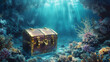 A treasure chest at the bottom of the sea
