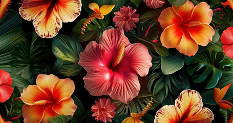 Wall Mural - flower tropical blossom bloom background retro vintage