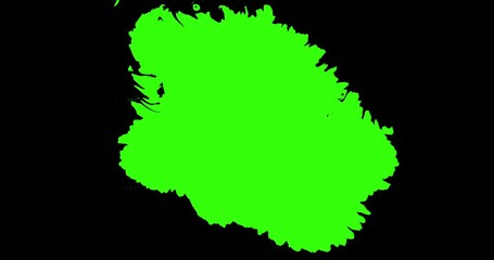 Wall Mural - abstract paint brush stroke shape white ink splattering flowing and washing on chroma key green scre