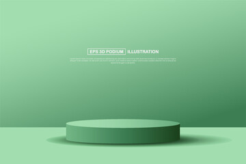 Poster - abstract modern display podium stage with green gradient color suitable for beauty display product design