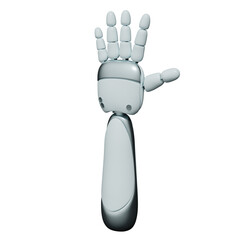 Poster - Robot hand plastic with metal isolated on white background. 3d rendering     