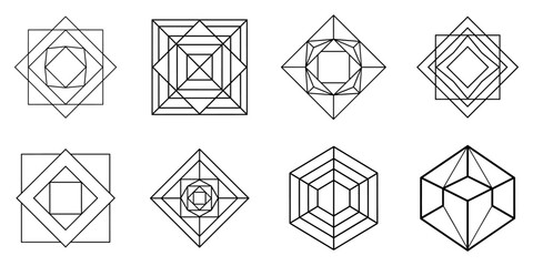 Poster - set of Abstract modern Geometry shapes. square collection