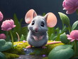 © skandar - cute mouse funny cartoon design wallpaper generative AI