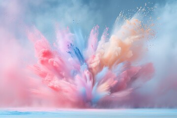 Multi-colored explosion of powder in pastel colors