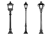 Lamppost Hand Drawn Ink Sketch. Engraved Style Vector Illustration Of Street Lantern