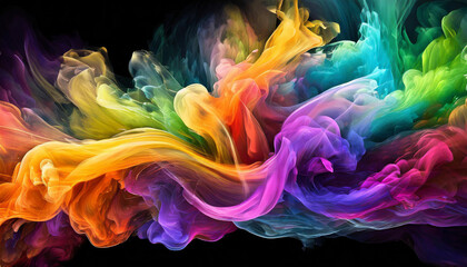 Wall Mural - colorful abstract smoke painting on black background texture
