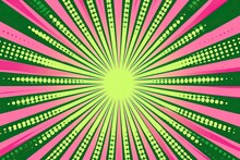 Abstract Green Rays Background With Halftone