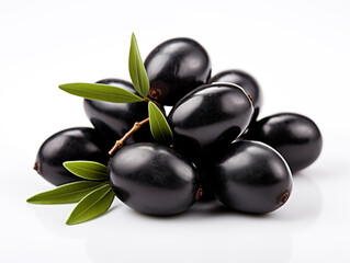 Wall Mural - Black olive, side view, white background 