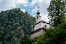 Small Kamnik Castle Surrounded By Greenery In Slovenia.