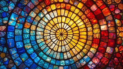 Wall Mural - Stained glass window background with colorful abstract.	