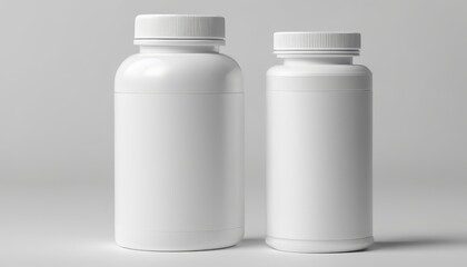 Canvas Print - Two white pill bottles with white caps