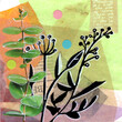 artistic background collage with flowers and plant elements