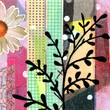 artistic background collage with flowers and plant elements