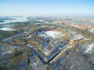 Wall Mural - Star-shaped hexagon Prussian Boyen Fortress in Gizycko, Poland (former Loetzen, East Prussia)