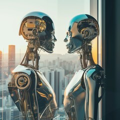 Wall Mural - artificial intelligence, integration, computer, android, mechanical robot