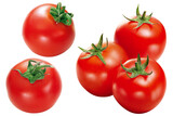 Fototapeta Kuchnia - composição de tomates vermelhos maduros isolado em fundo transparente