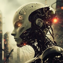 Wall Mural - artificial intelligence, integration, computer, android, mechanical robot