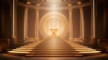 Light Gold And Yellow Circular Podium Stage,,
A Lavish Composition Featuring Gold Ornaments, Shimmering Ribbons, And Cascading Strings Of Pearls, Exuding Opulence And Sophistication For A Luxurious Ch