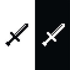 Aufkleber -  sword pixel art icon vector 8 bit game company logo template 
