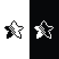 Poster - Pixel art star icon vector 8 bit company logo template 