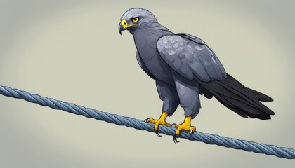 Sticker - A bird with yellow feet and yellow beak perched on a rope