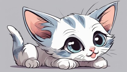 Sticker - A small kitten with blue eyes and a pink tongue