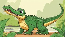 A Cartoon Alligator With A Big Smile